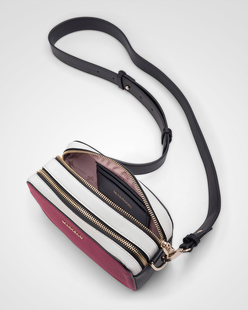 Maddie Double Zip Camera Crossbody Bag + Aztec Bag Strap-PEROZ Accessories