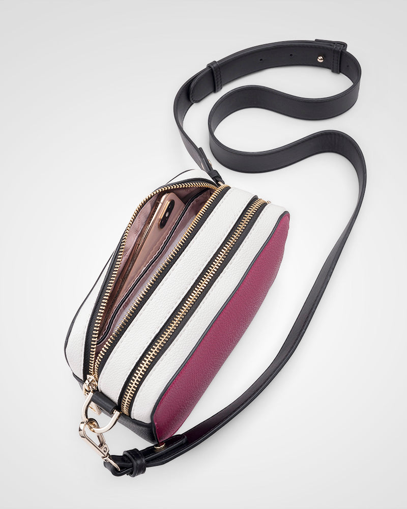 Maddie Double Zip Camera Crossbody Bag + Aztec Bag Strap-PEROZ Accessories