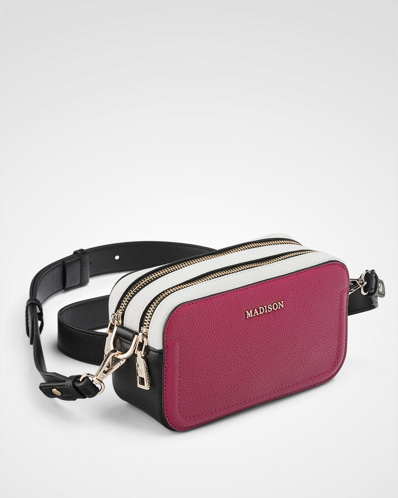 Maddie Double Zip Camera Crossbody Bag + Aztec Bag Strap-PEROZ Accessories