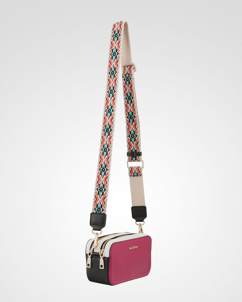 Maddie Double Zip Camera Crossbody Bag + Aztec Bag Strap-PEROZ Accessories