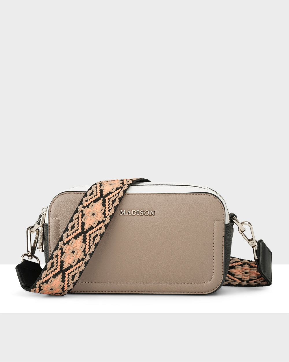 Maddie Double Zip Camera Crossbody Bag + Aztec Bag Strap-Handbags-PEROZ Accessories