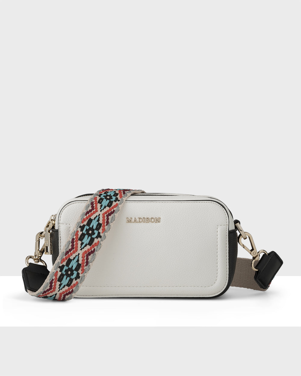 Maddie Double Zip Camera Crossbody Bag + Aztec Bag Strap-PEROZ Accessories