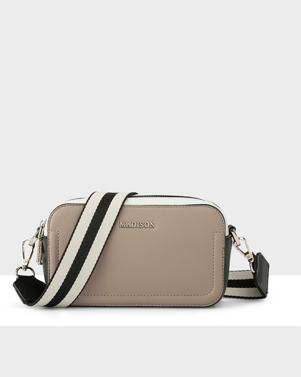 Maddie Double Zip Camera Crossbody Bag + Stripe Bag Strap-Handbags-PEROZ Accessories