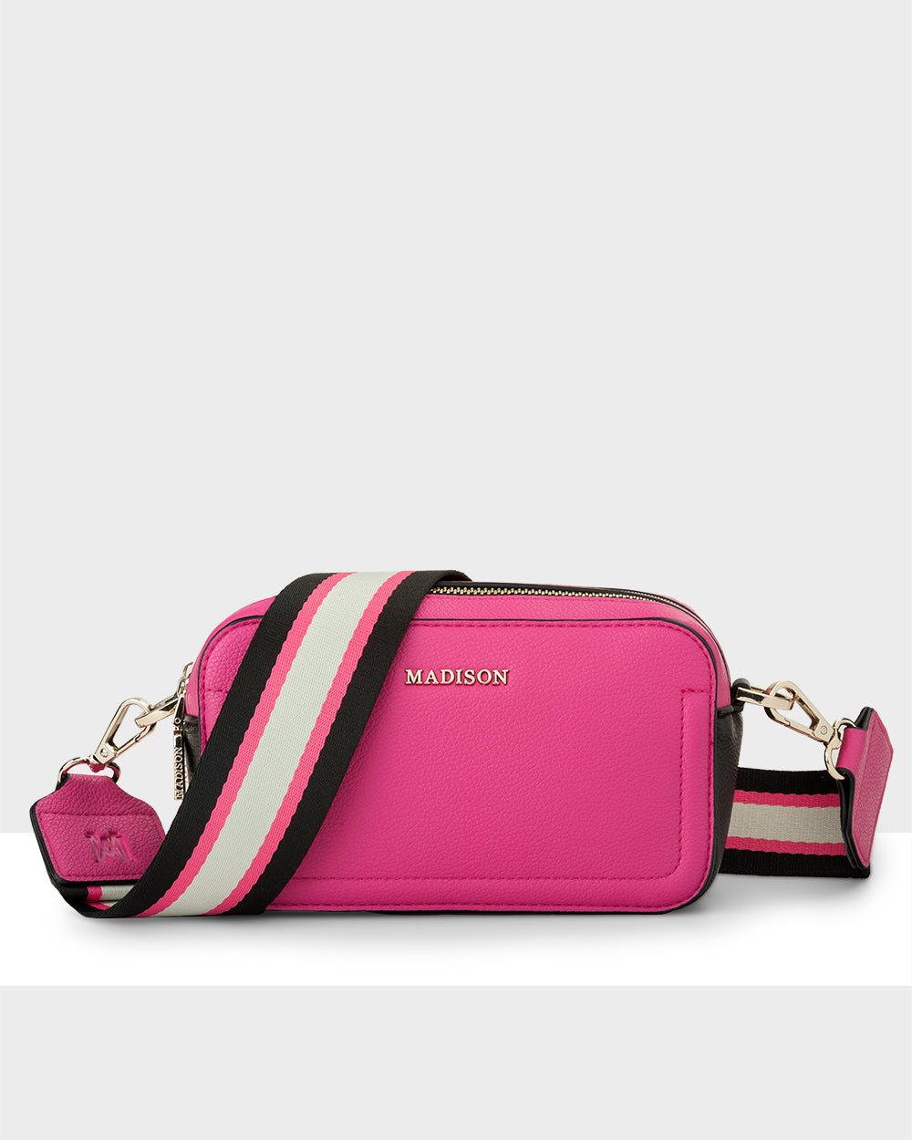 Maddie Double Zip Camera Crossbody Bag + Stripe Bag Strap-Handbags-PEROZ Accessories