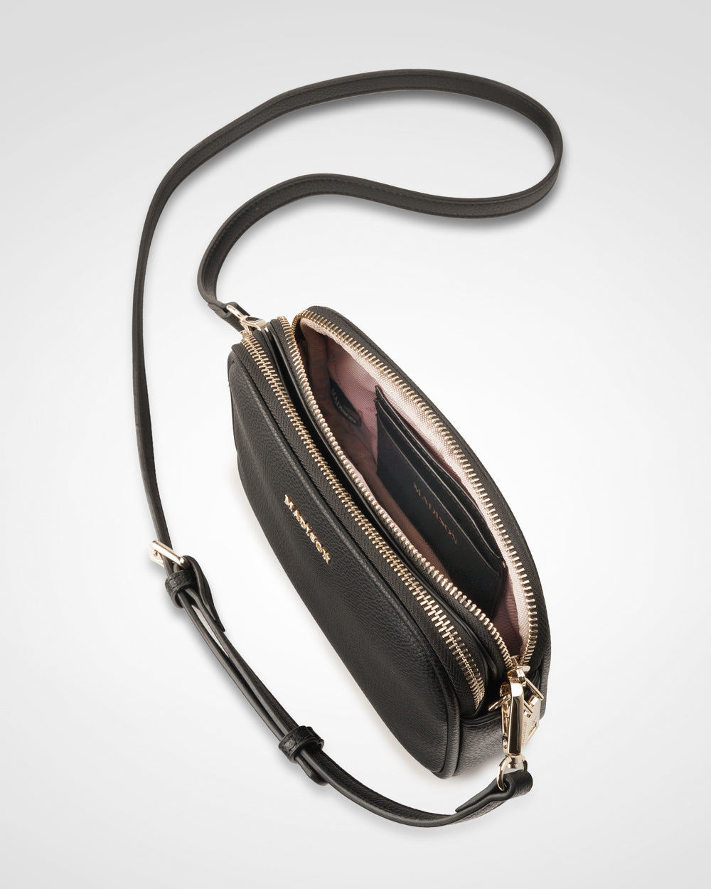 Odette Double Zip Slimline Camera Crossbody Bag + Monogram Bag Strap-Handbags-PEROZ Accessories