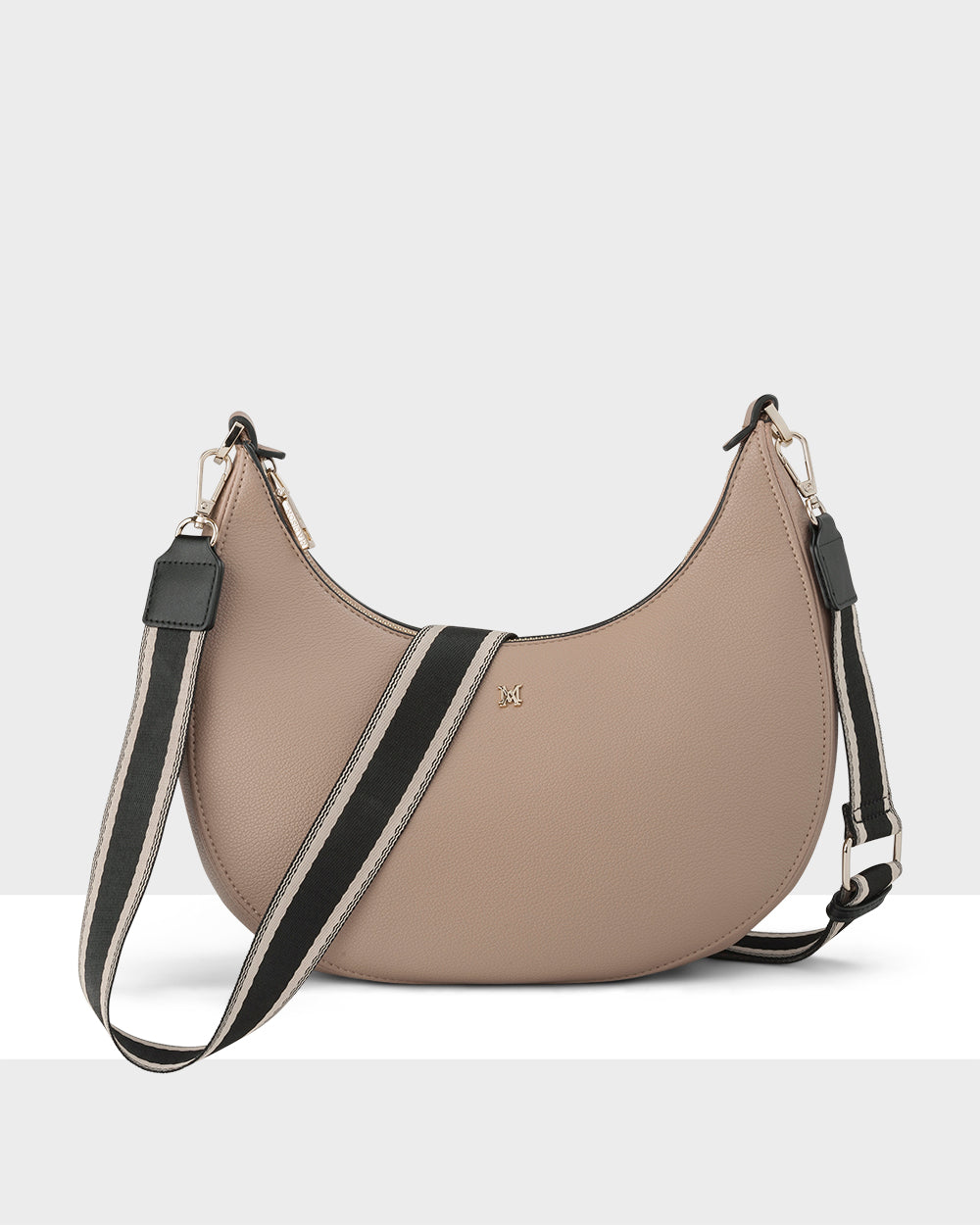 Pia Cresent Shoulder Bag With Crossbody Strap + Stripe Strap-Handbags-PEROZ Accessories