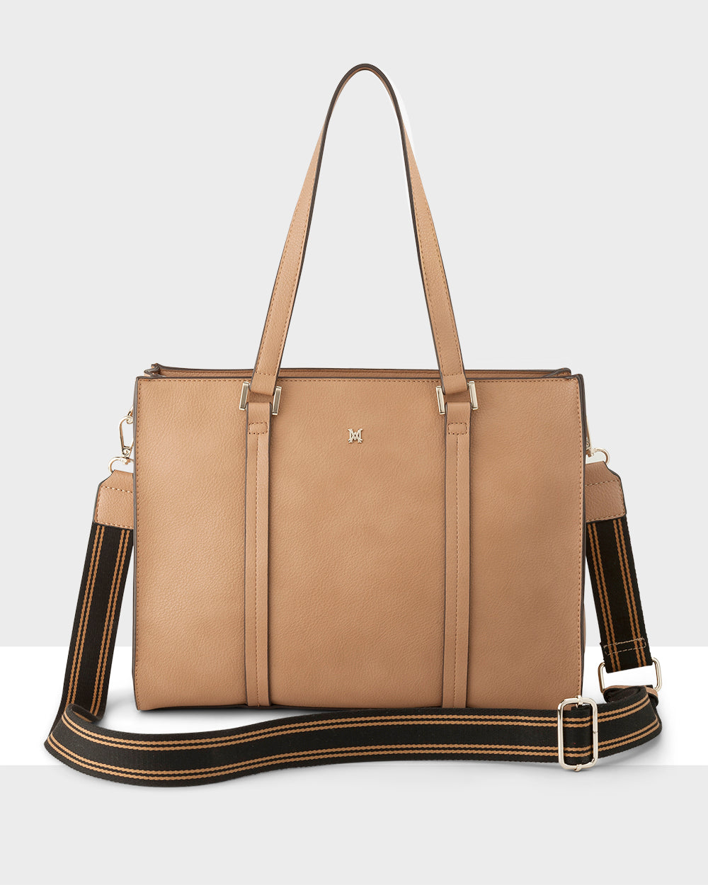 Riley Zip Top Tote + Stripe Bag Strap-Handbags-PEROZ Accessories