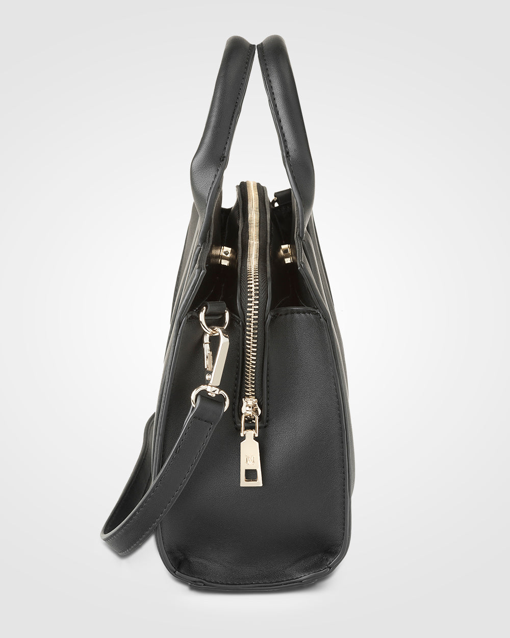 Nova Small Grab Tote With Monogram Stripe Strap-Handbags-PEROZ Accessories