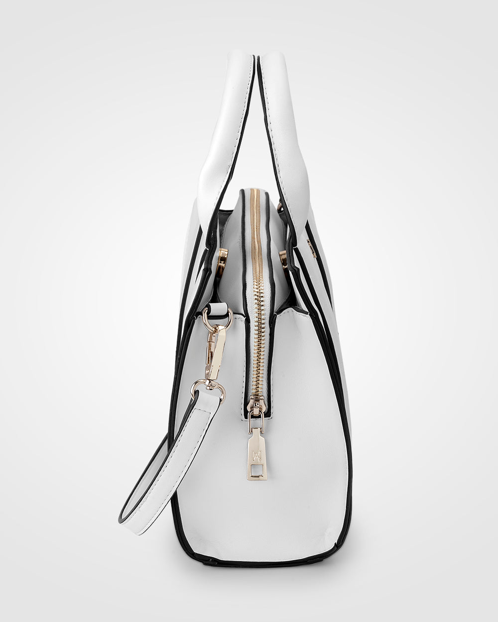 Nova Small Grab Tote With Monogram Stripe Strap-Handbags-PEROZ Accessories