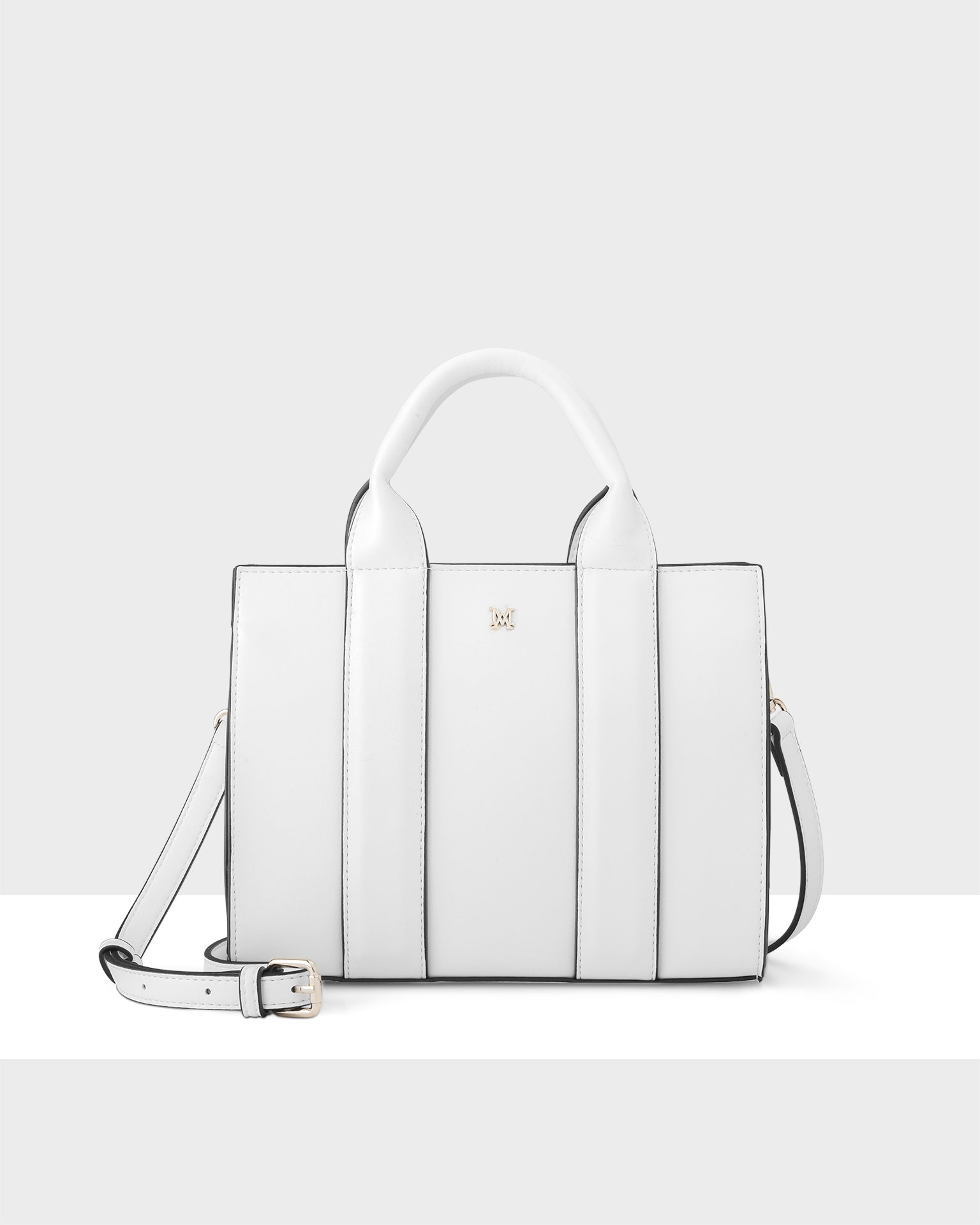 Nova Small Grab Tote With Monogram Stripe Strap-Handbags-PEROZ Accessories