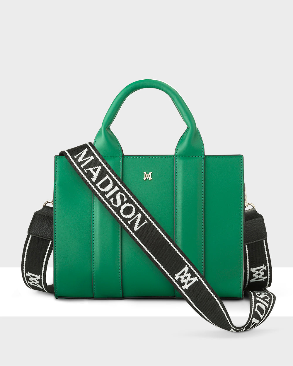 Nova Small Grab Tote With Monogram Stripe Strap-Handbags-PEROZ Accessories