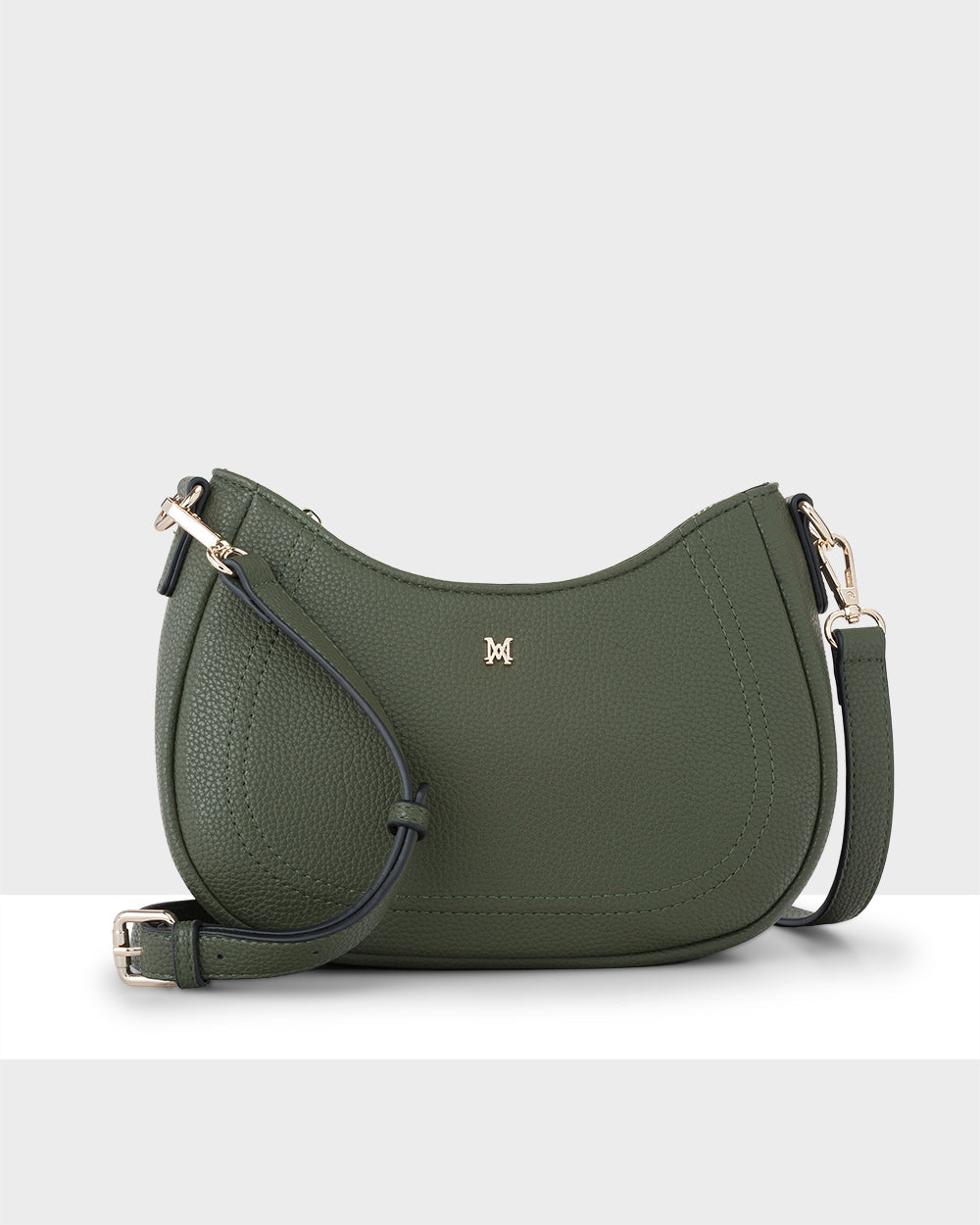 Simone Crescent Zip Top Small Crossbody Bag + Monogram Bag Strap-Handbags-PEROZ Accessories