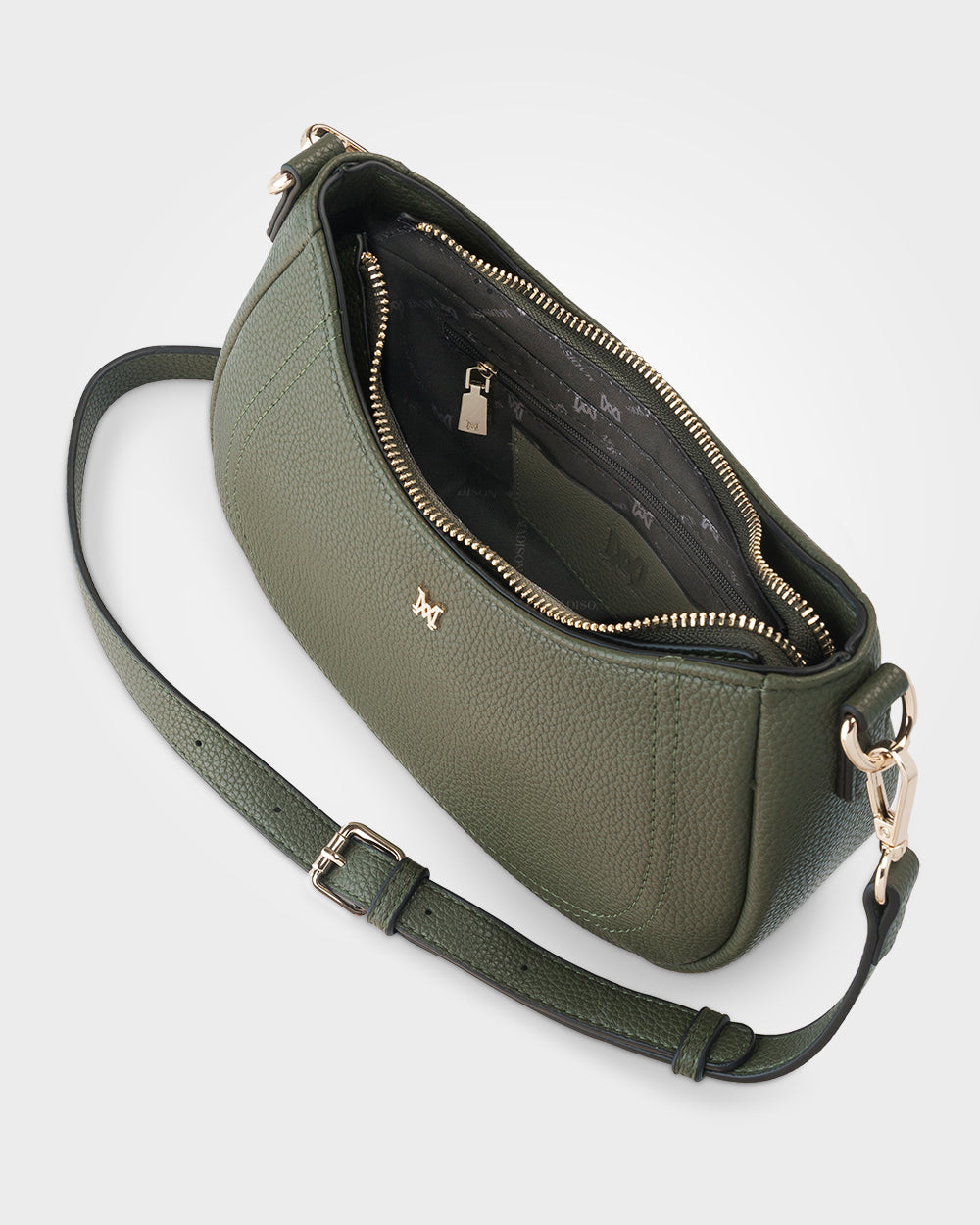Simone Crescent Zip Top Small Crossbody Bag + Graphic Bag Strap-Handbags-PEROZ Accessories