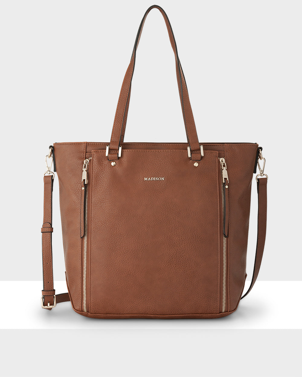 Amelia Large Zip Detail Tote With Crossbody Strap-Handbags-PEROZ Accessories