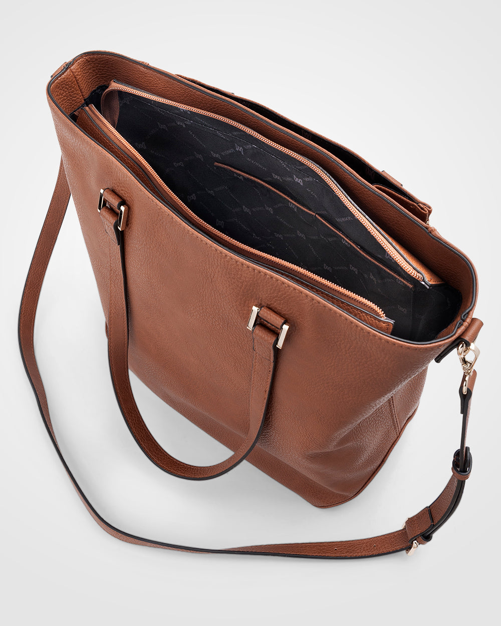 Amelia Large Zip Detail Tote With Crossbody Strap-Handbags-PEROZ Accessories