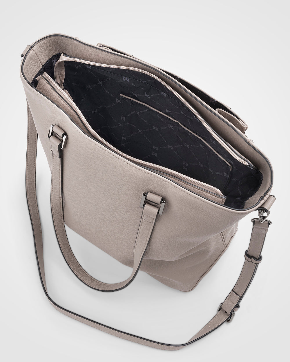 Amelia Large Zip Detail Tote With Crossbody Strap-Handbags-PEROZ Accessories