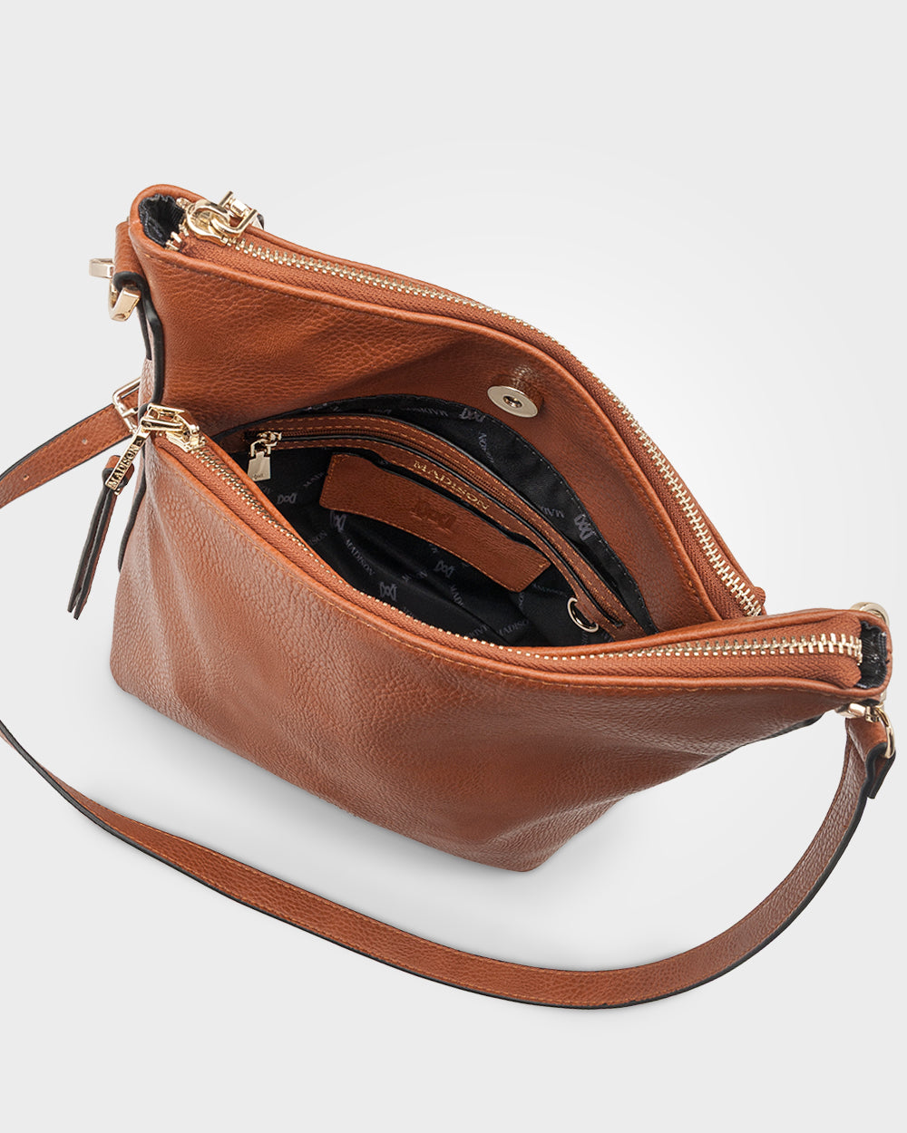 Maya Medium Double Zip Sling Crossbody Bag-Handbags-PEROZ Accessories