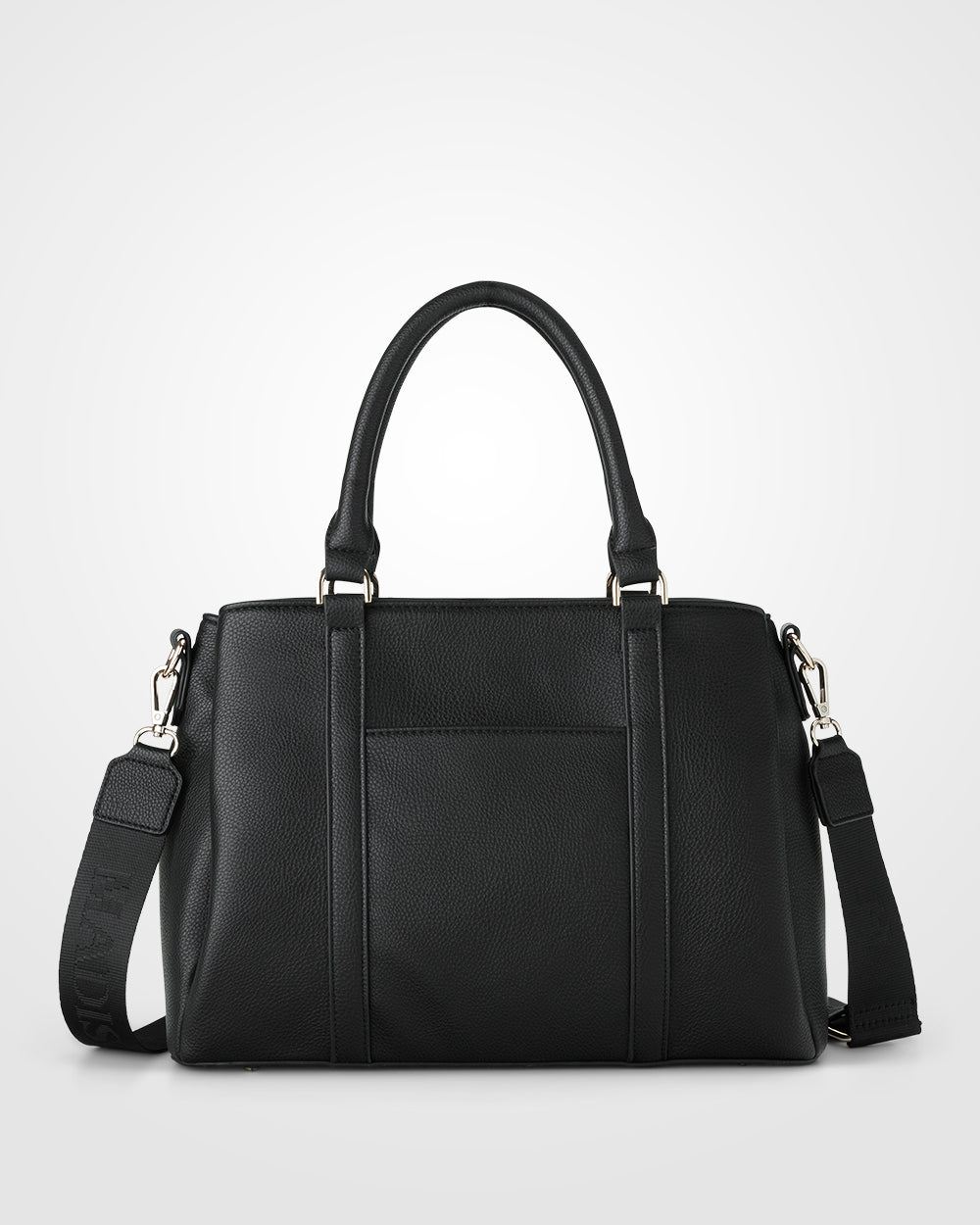 Patricia Medium Zip Top Satchel With 3 Compartments and Webbing Crossbody Strap-Handbags-PEROZ Accessories