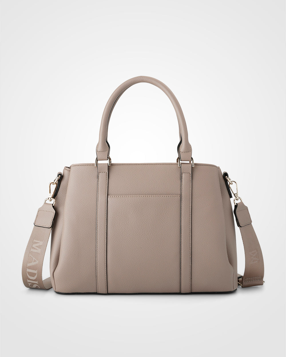 Patricia Medium Zip Top Satchel With 3 Compartments and Webbing Crossbody Strap-Handbags-PEROZ Accessories