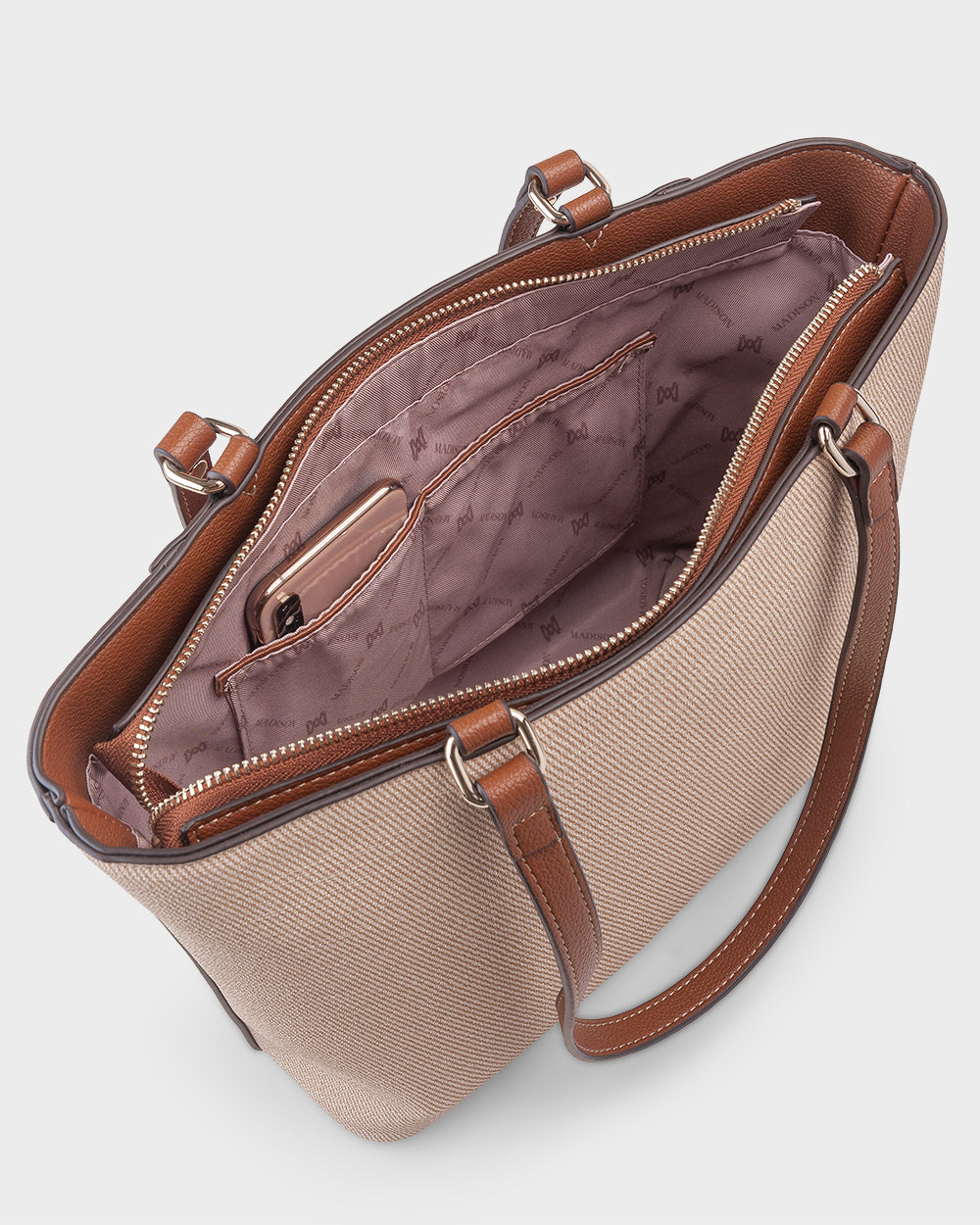 Roxanne Medium Tote With Front Zip Pocket-Handbags-PEROZ Accessories