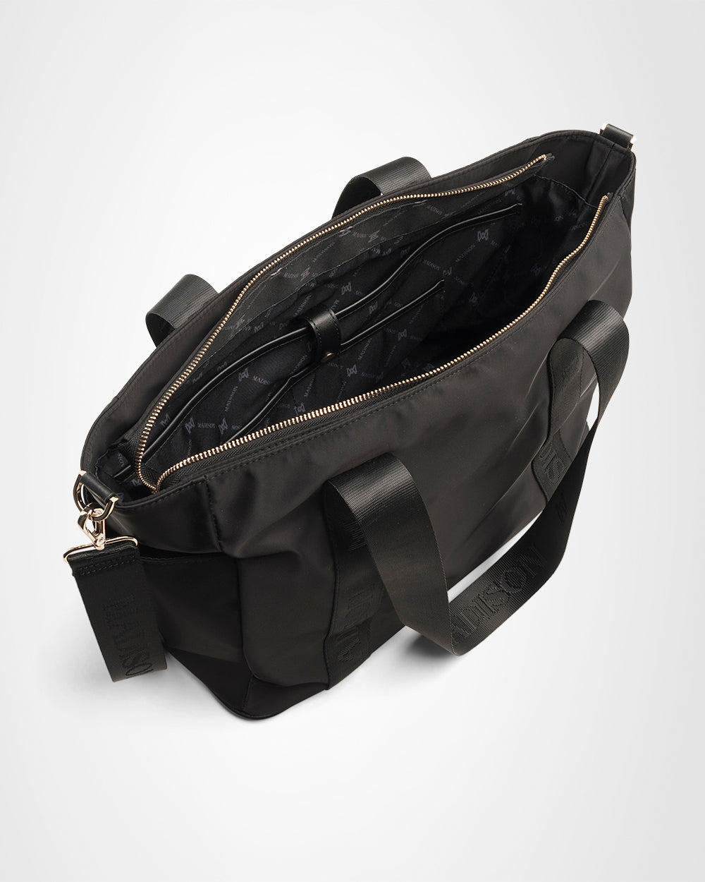 Anita Large Nylon Tote Bag With Monogram Webbing Strap-PEROZ Accessories