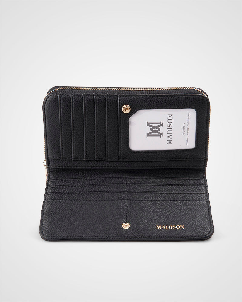 Mila Zip Around Large Wallet With Front Tab Card Section-PEROZ Accessories