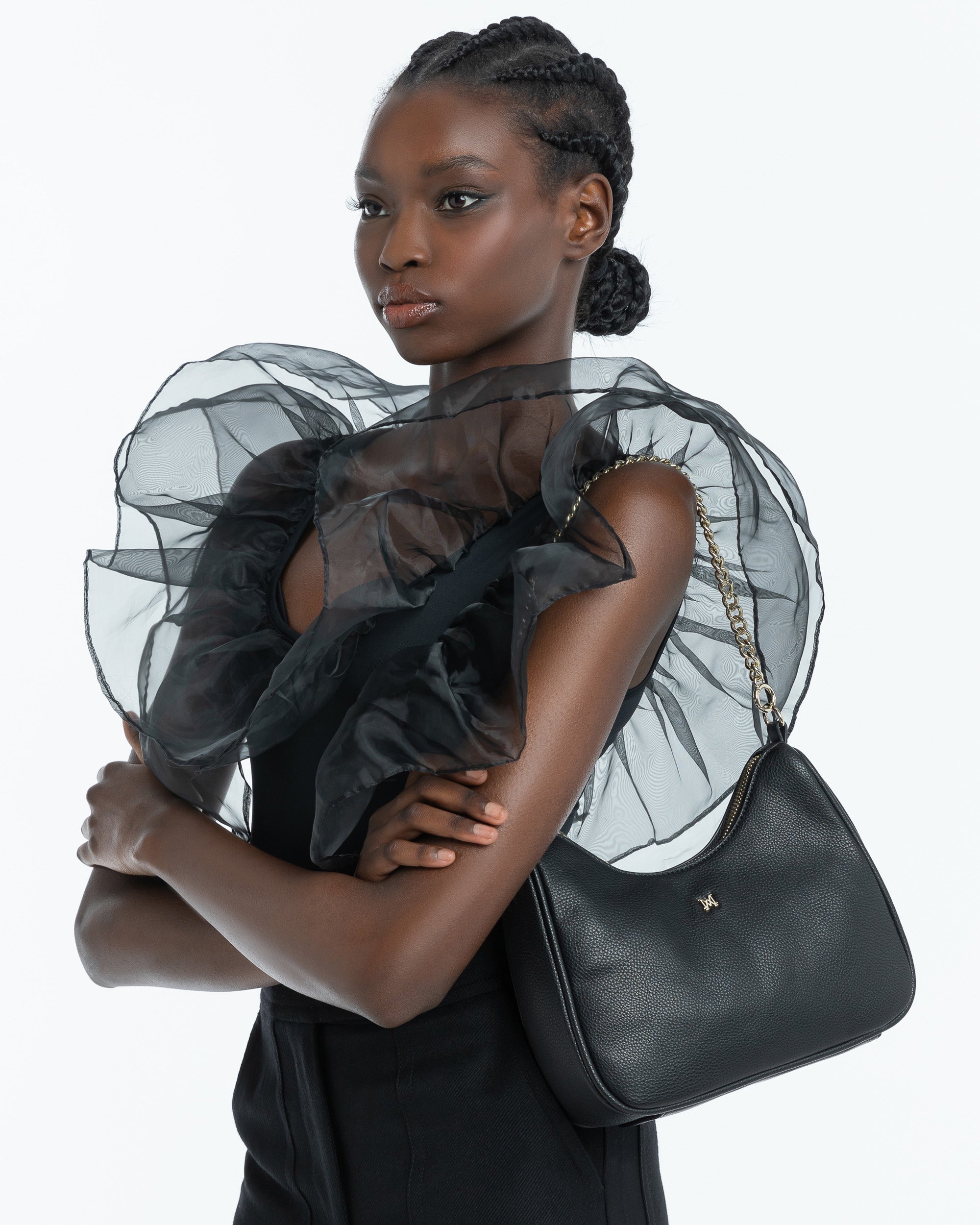 Olivia Crescent Hobo Crossbody With Chain Strap-Handbags-PEROZ Accessories