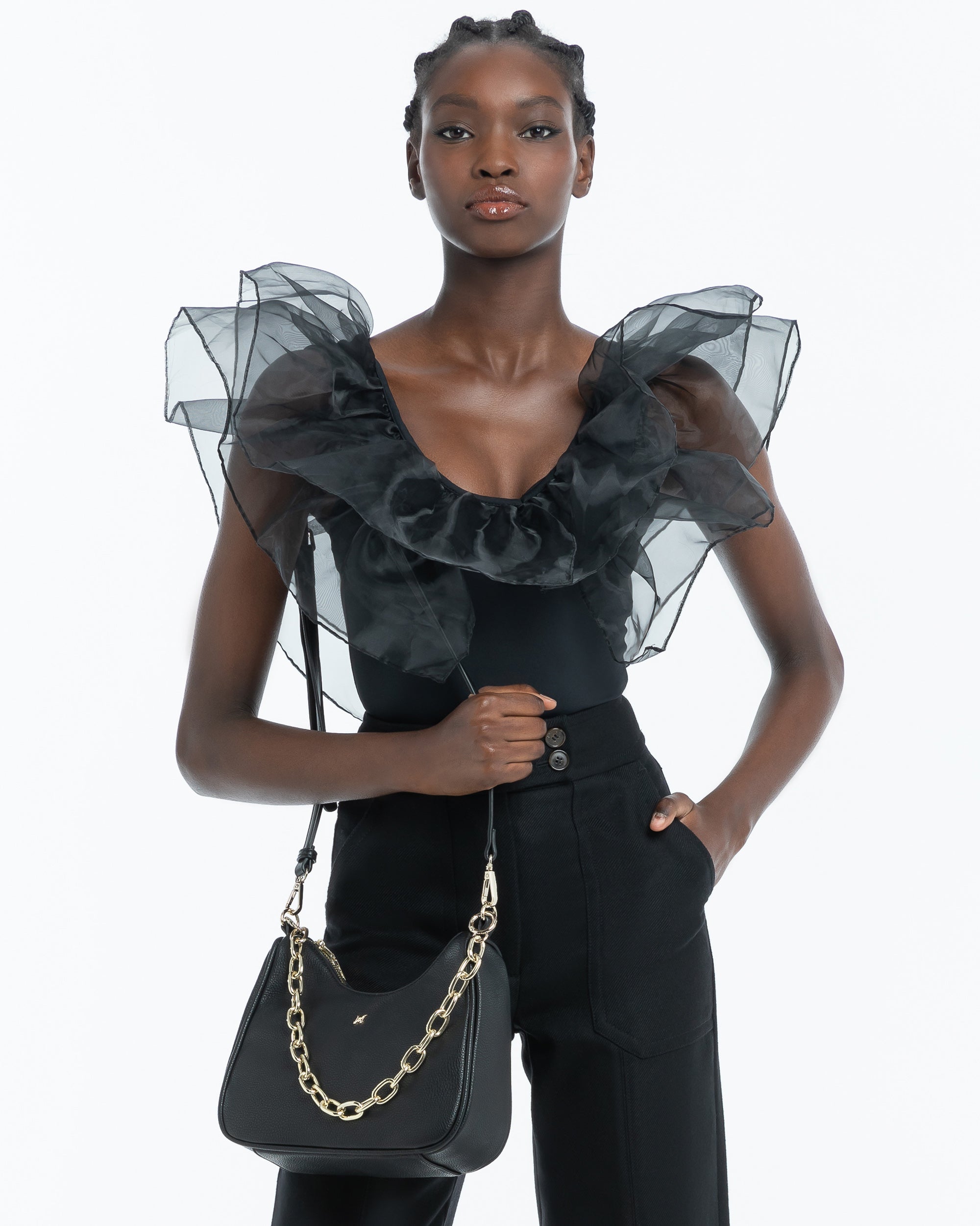 Olivia Crescent Hobo Crossbody With Chain Strap-PEROZ Accessories