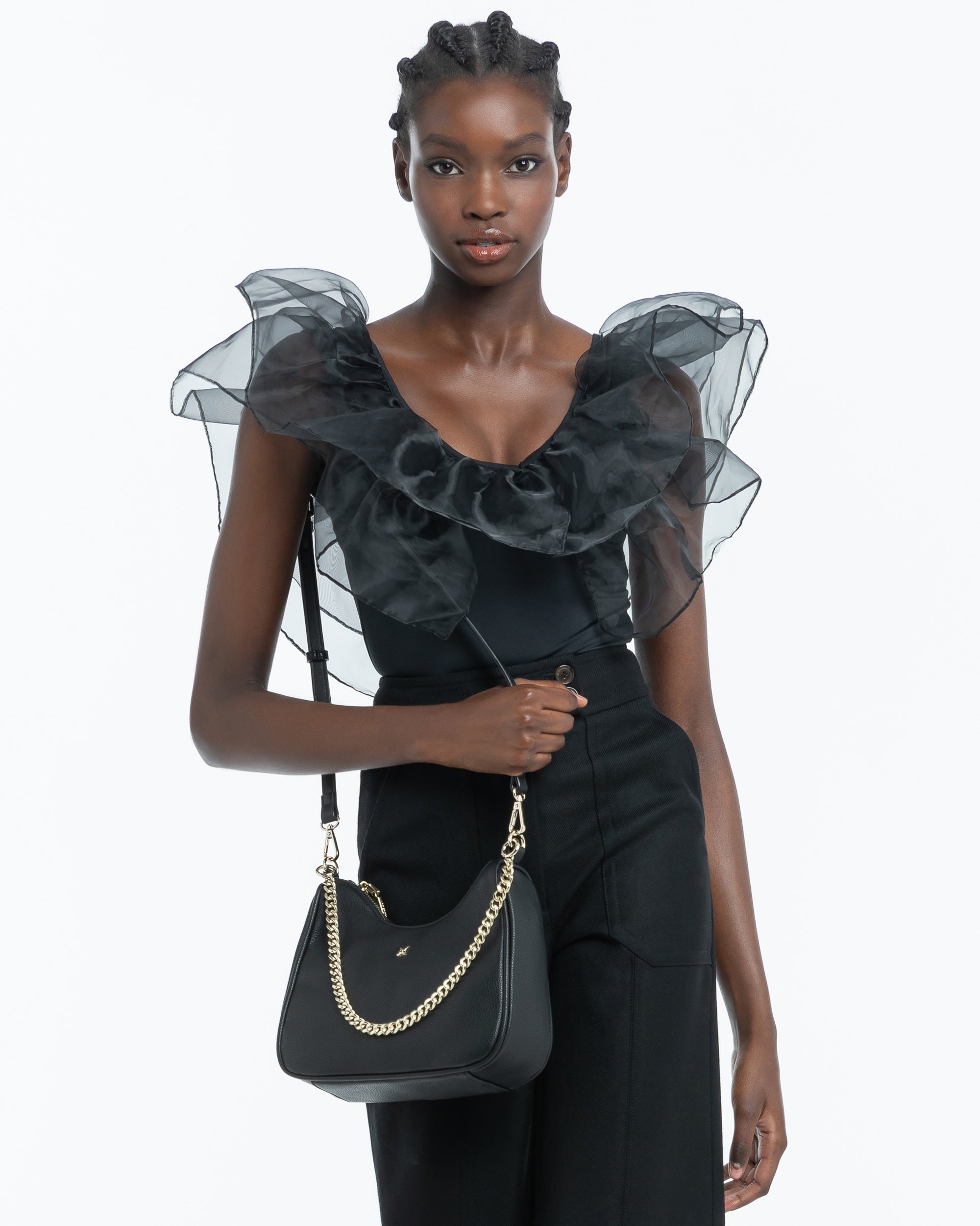 Olivia Crescent Hobo Crossbody With Chain Strap-PEROZ Accessories