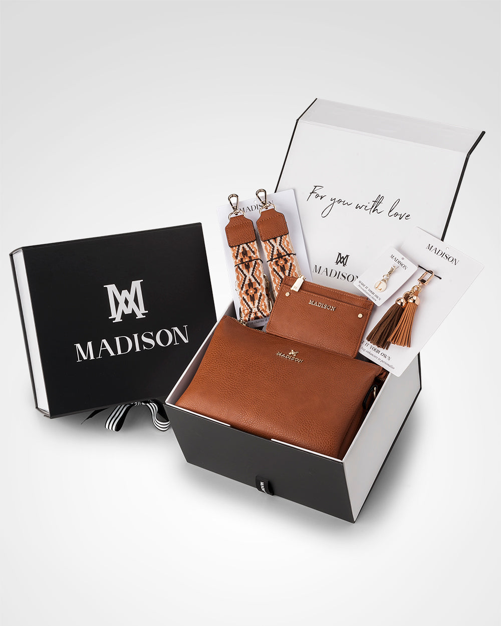 Avery Aztec 5 Piece Giftbox - Handbag, Bag Strap, Cardholder, Keychain & Personalisation Charm-PEROZ Accessories