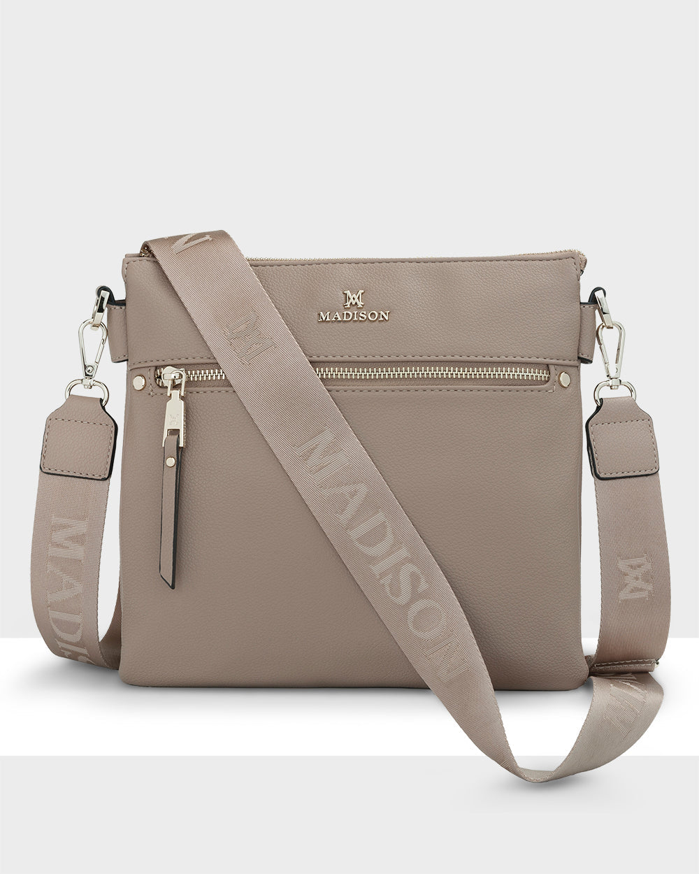 Renee Zip Top 2 Compartment Crossbody Bag + Monogram Bag Strap-Handbags-PEROZ Accessories