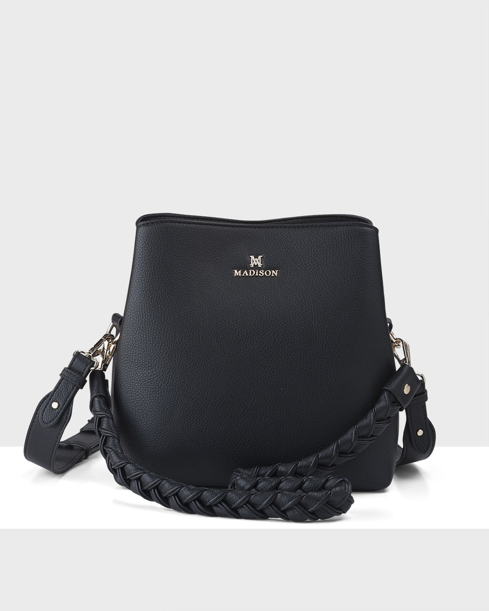 Joanie 3 Compartment Crossbody Bucket Bag + Plait Strap-PEROZ Accessories