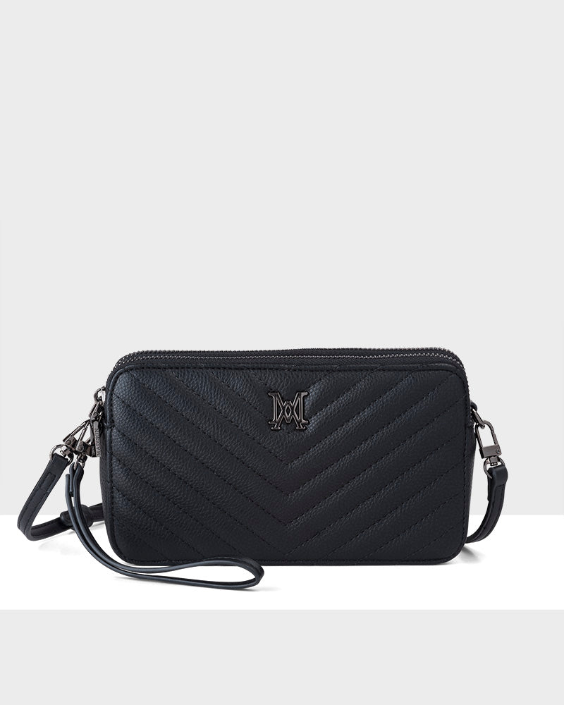 Zoe V-Stitch Slim Double Zip Camera Bag With Detachable Wrist Strap-PEROZ Accessories