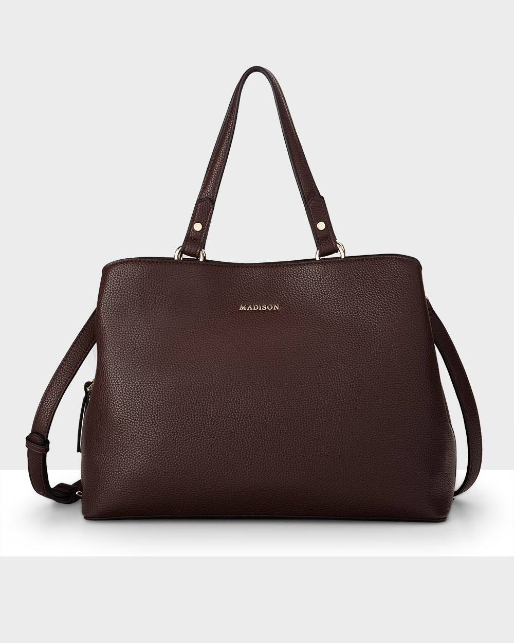 Katherine Medium Satchel With 3 Compartments & Crossbody Strap-Handbags-PEROZ Accessories