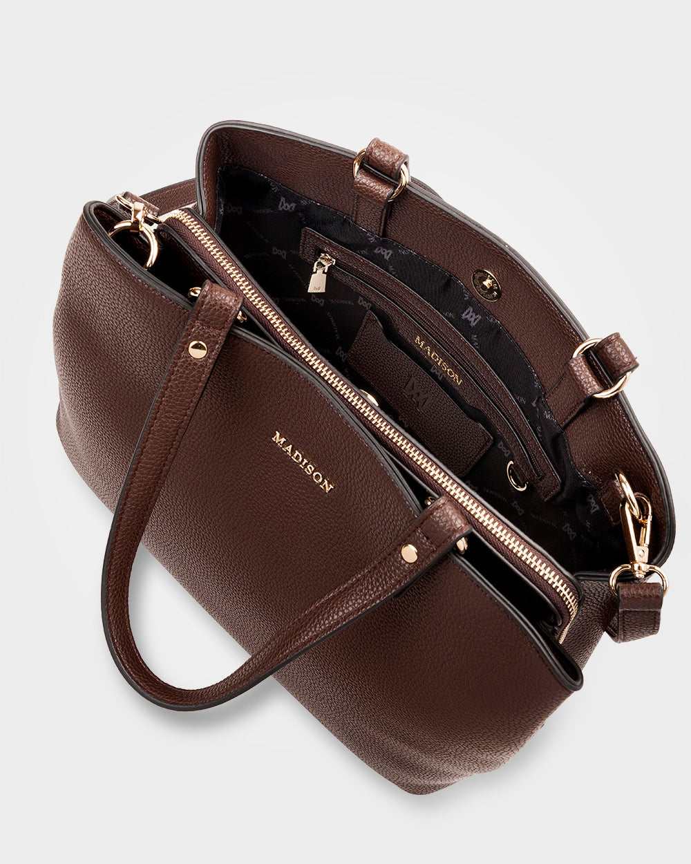 Katherine Medium Satchel With 3 Compartments & Crossbody Strap-Handbags-PEROZ Accessories