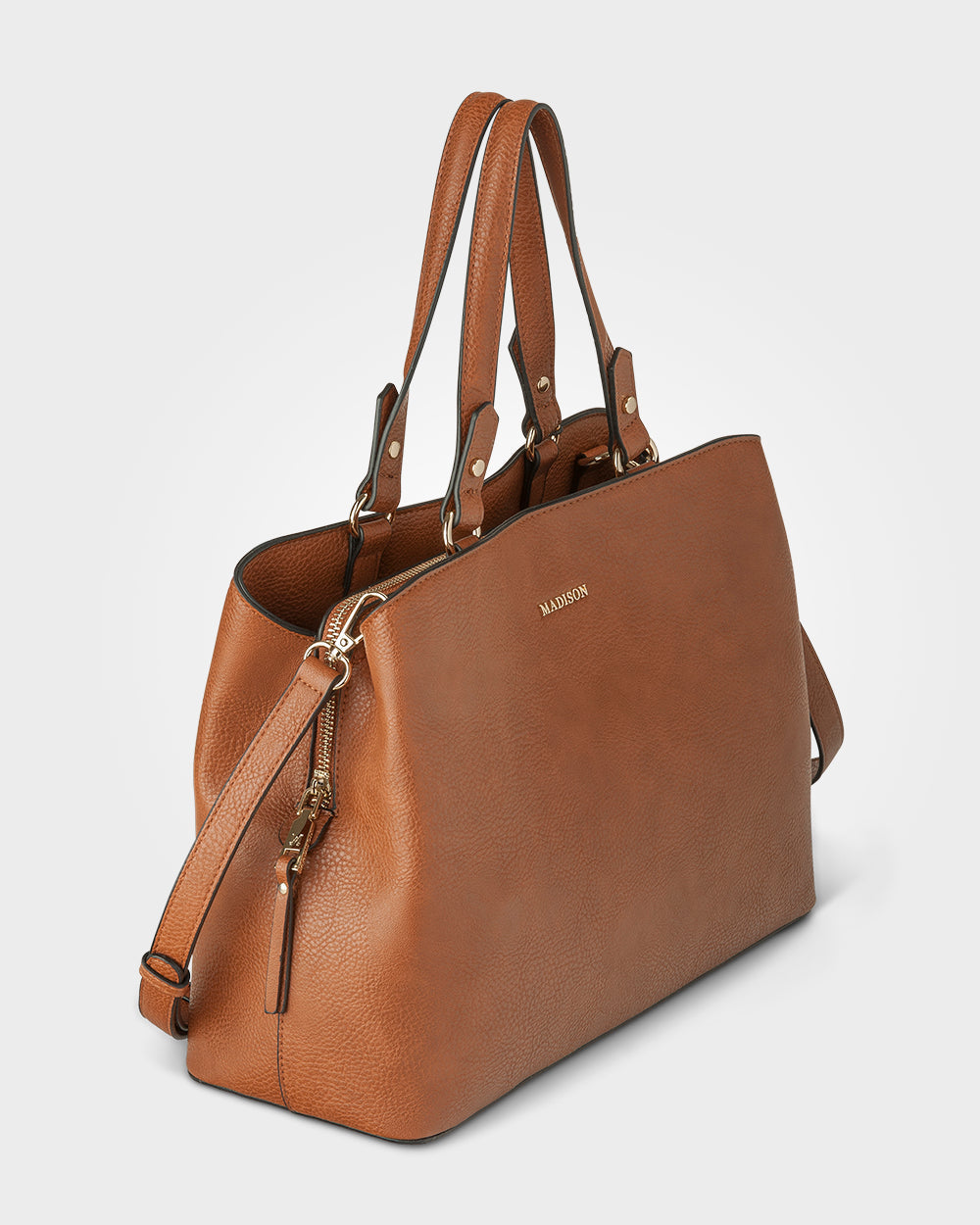 Katherine Medium Satchel With 3 Compartments & Crossbody Strap-Handbags-PEROZ Accessories