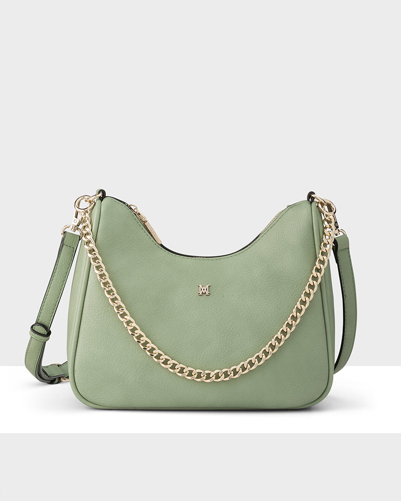 Olivia Crescent Hobo Crossbody With Chain Strap-Handbags-PEROZ Accessories