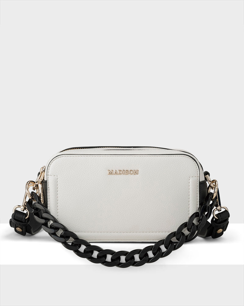 Maddie Double Zip Camera Crossbody Bag + Resin Chain With Wide Strap-PEROZ Accessories
