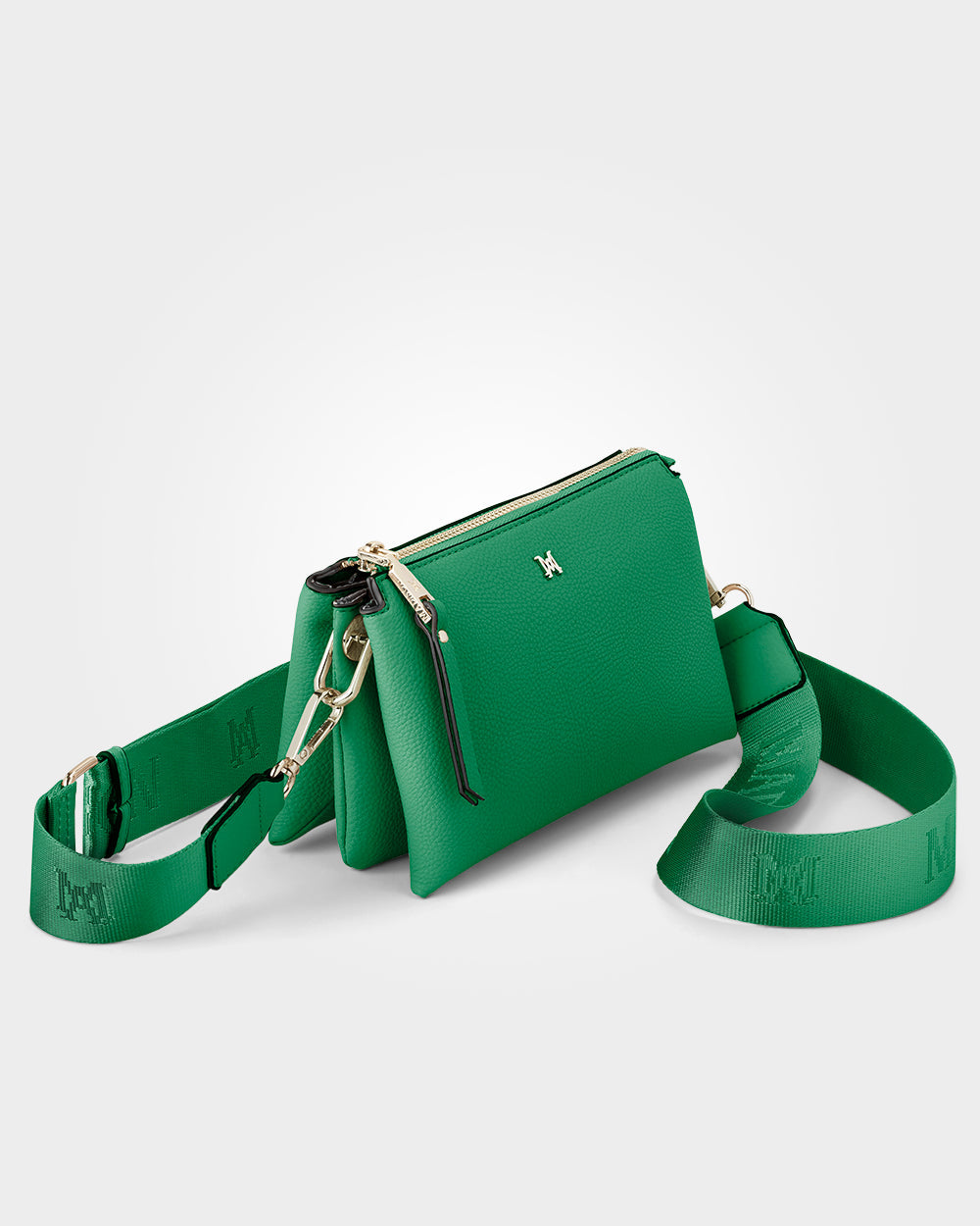 Josie Small 3 Compartment Crossbody Bag With Monogram Strap-Handbags-PEROZ Accessories