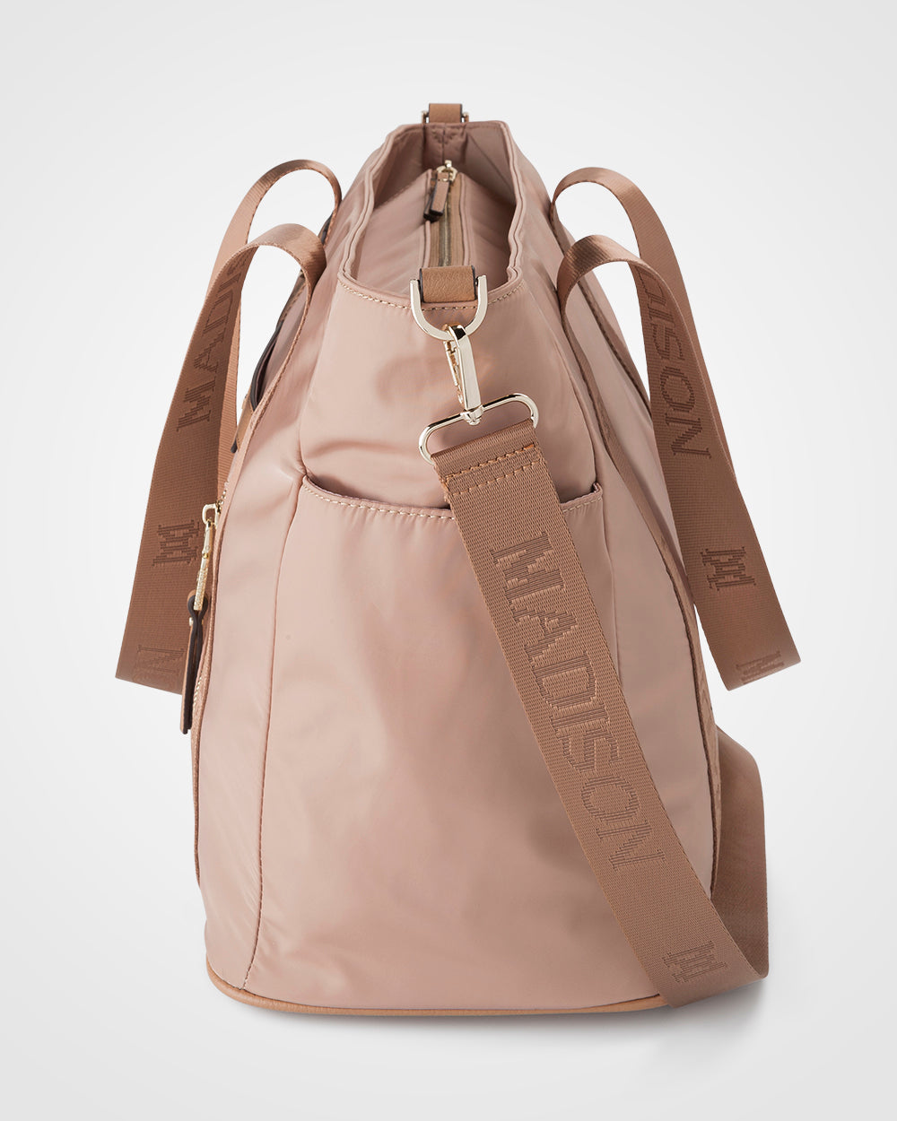 Anita Large Nylon Tote Bag With Monogram Webbing Strap-Handbags-PEROZ Accessories