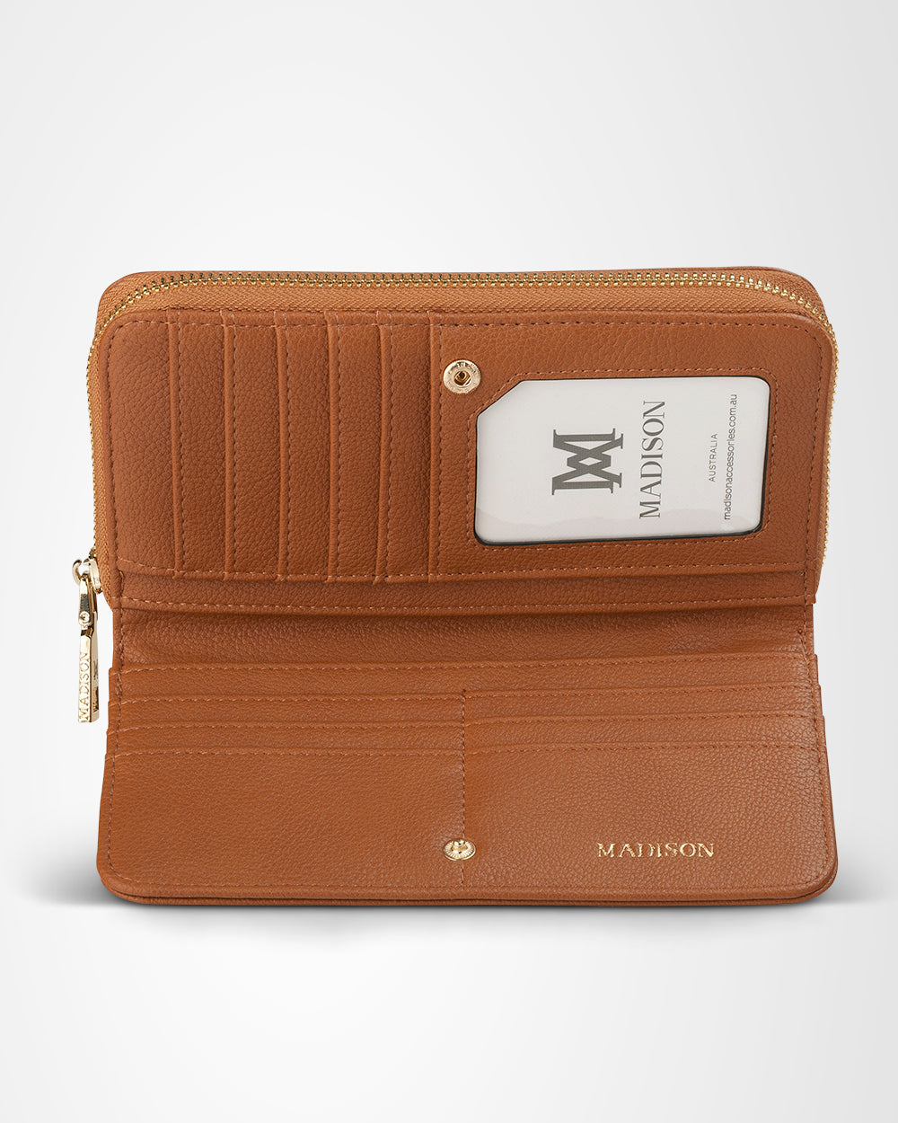 Mila Zip Around Large Wallet With Front Tab Card Section-Wallets-PEROZ Accessories