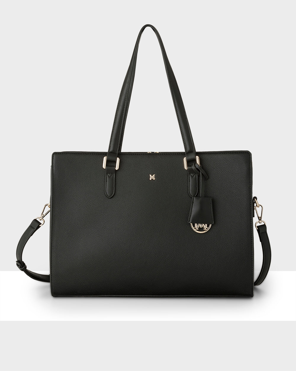 Sheree Laptop Tote Work Bag With Monogram Crossbody Strap-Handbags-PEROZ Accessories