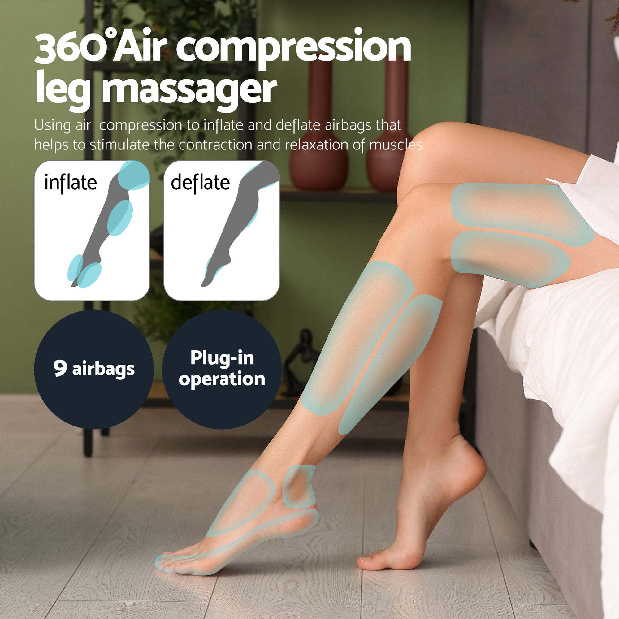 Livemor Leg Foot Massager Air Compression With Back Neck Massager Heat-Health & Beauty > Massage & Relaxation > Massagers-PEROZ Accessories