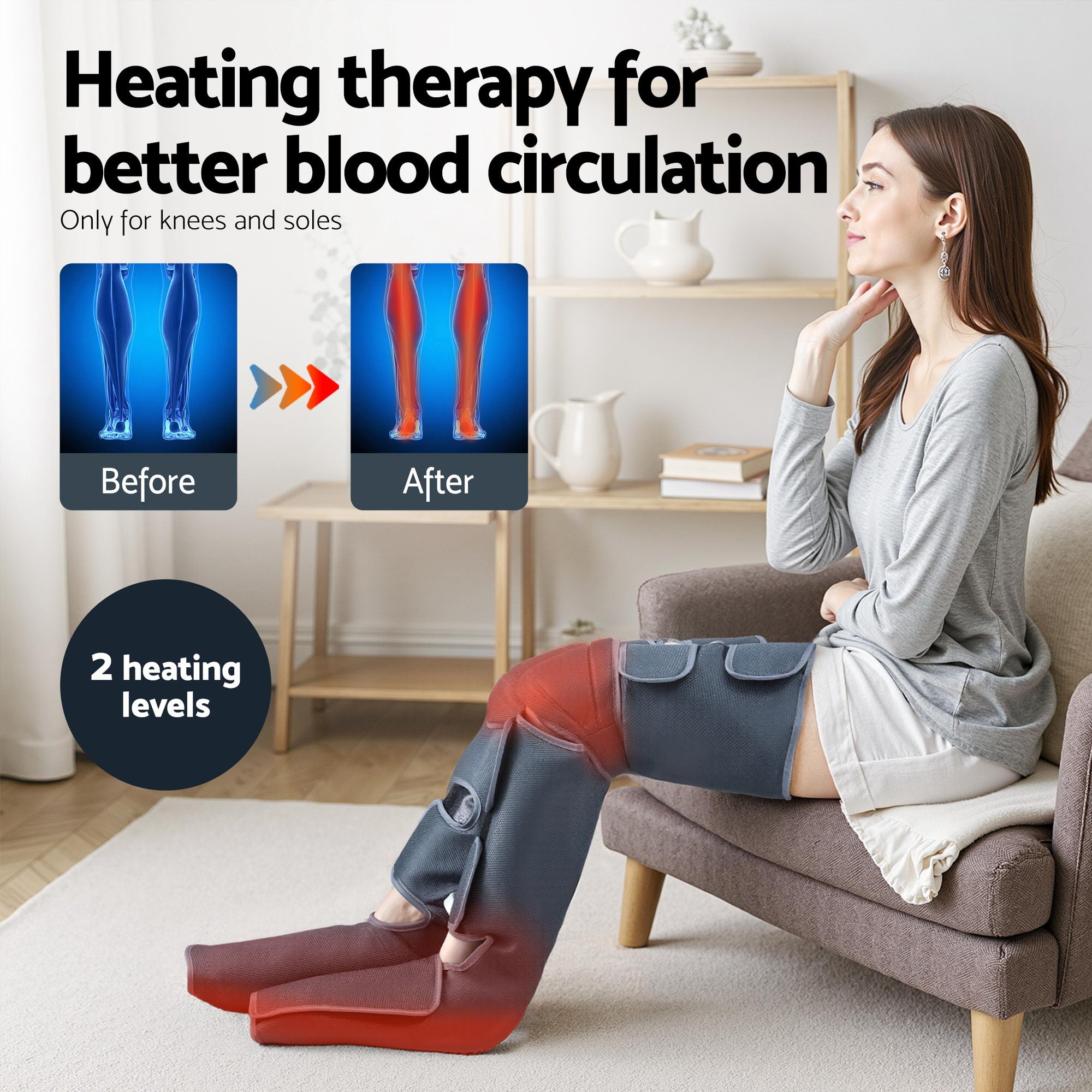 Livemor Leg Foot Massager Air Compression With Back Neck Massager Heat-Health & Beauty > Massage & Relaxation > Massagers-PEROZ Accessories