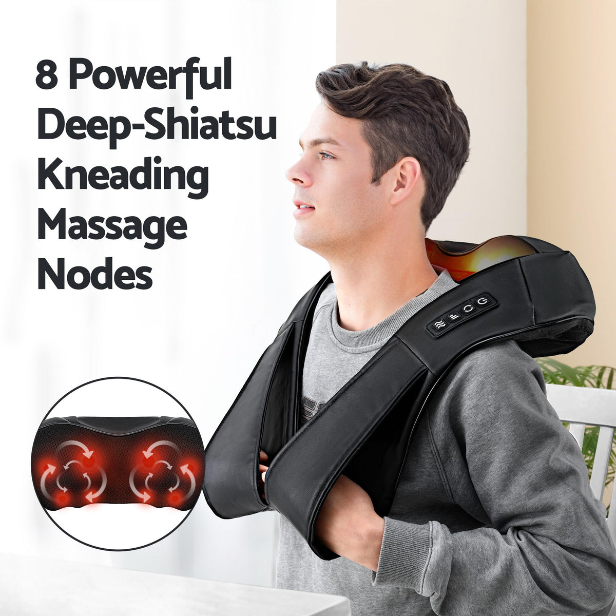 Livemor Electric Leg Foot Massager Air Wrap With Shiatsu Neck Massager Heating-Health & Beauty > Massage & Relaxation > Massagers-PEROZ Accessories