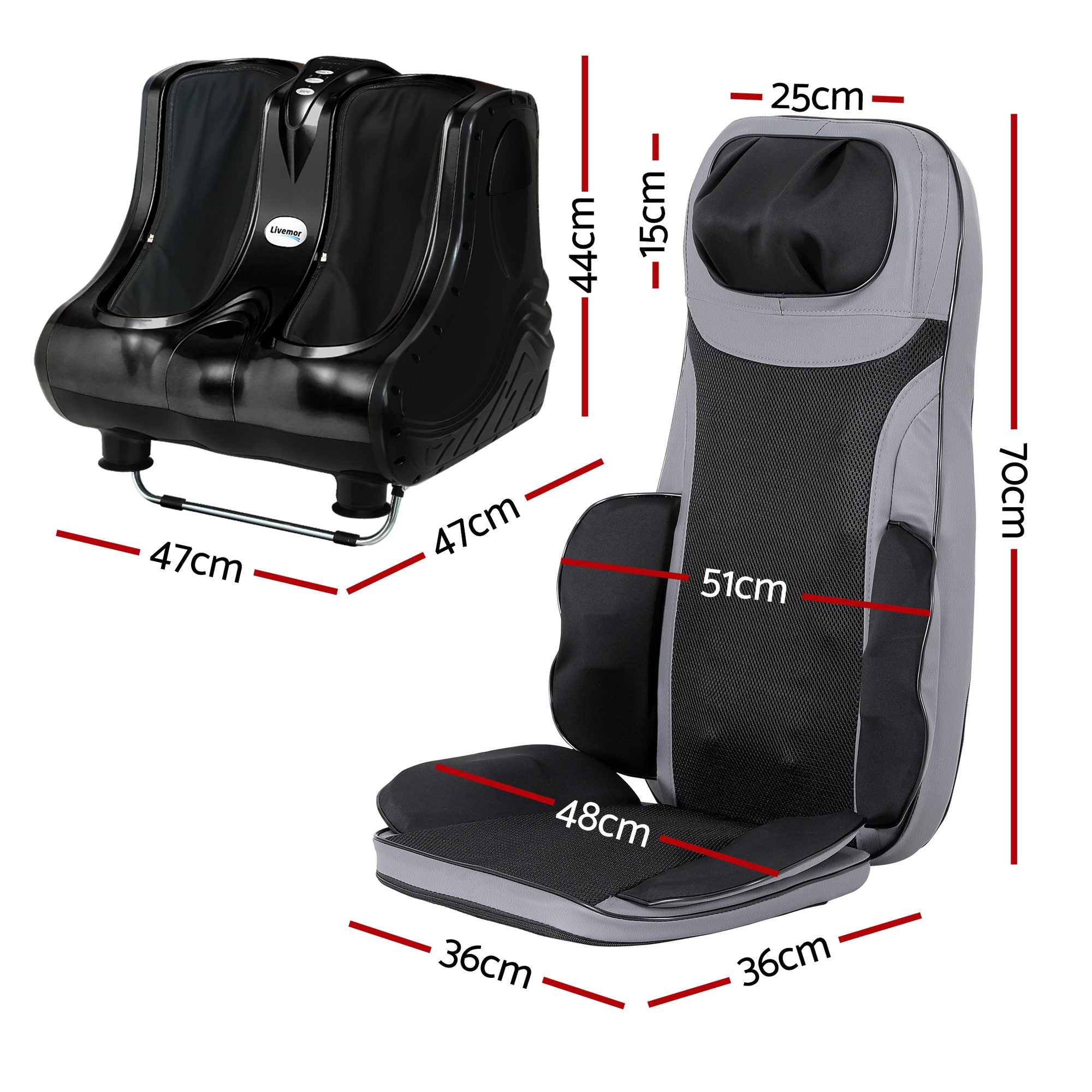 Livemor Massage Cushion Heating Massage Seats With Calf Foot Massager-Health & Beauty > Massage & Relaxation > Massagers-PEROZ Accessories