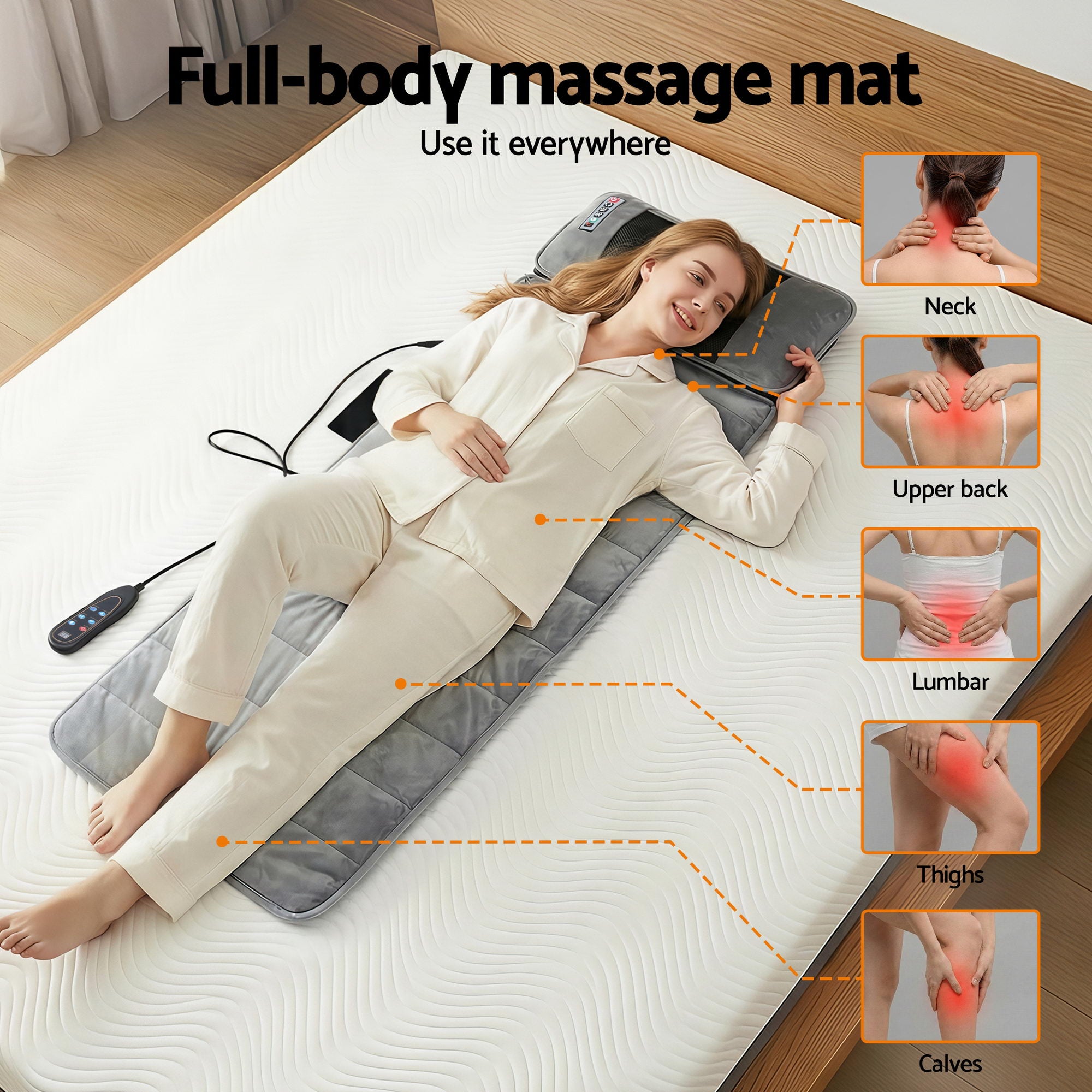 Livemor Massage Mat 10-nodes Vibration Heating Massage Cushion-Health & Beauty > Massage & Relaxation > Massagers-PEROZ Accessories