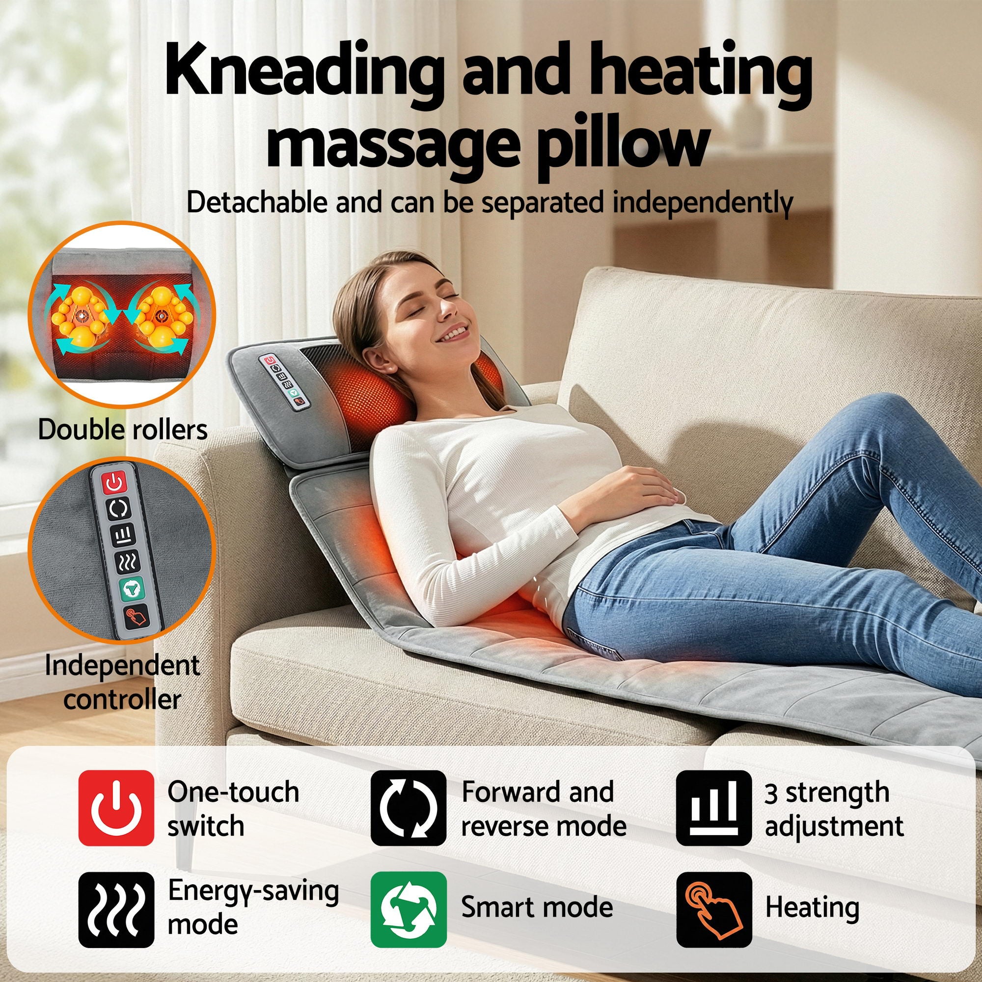 Livemor Massage Mat 10-nodes Vibration Heating Massage Cushion-Health & Beauty > Massage & Relaxation > Massagers-PEROZ Accessories