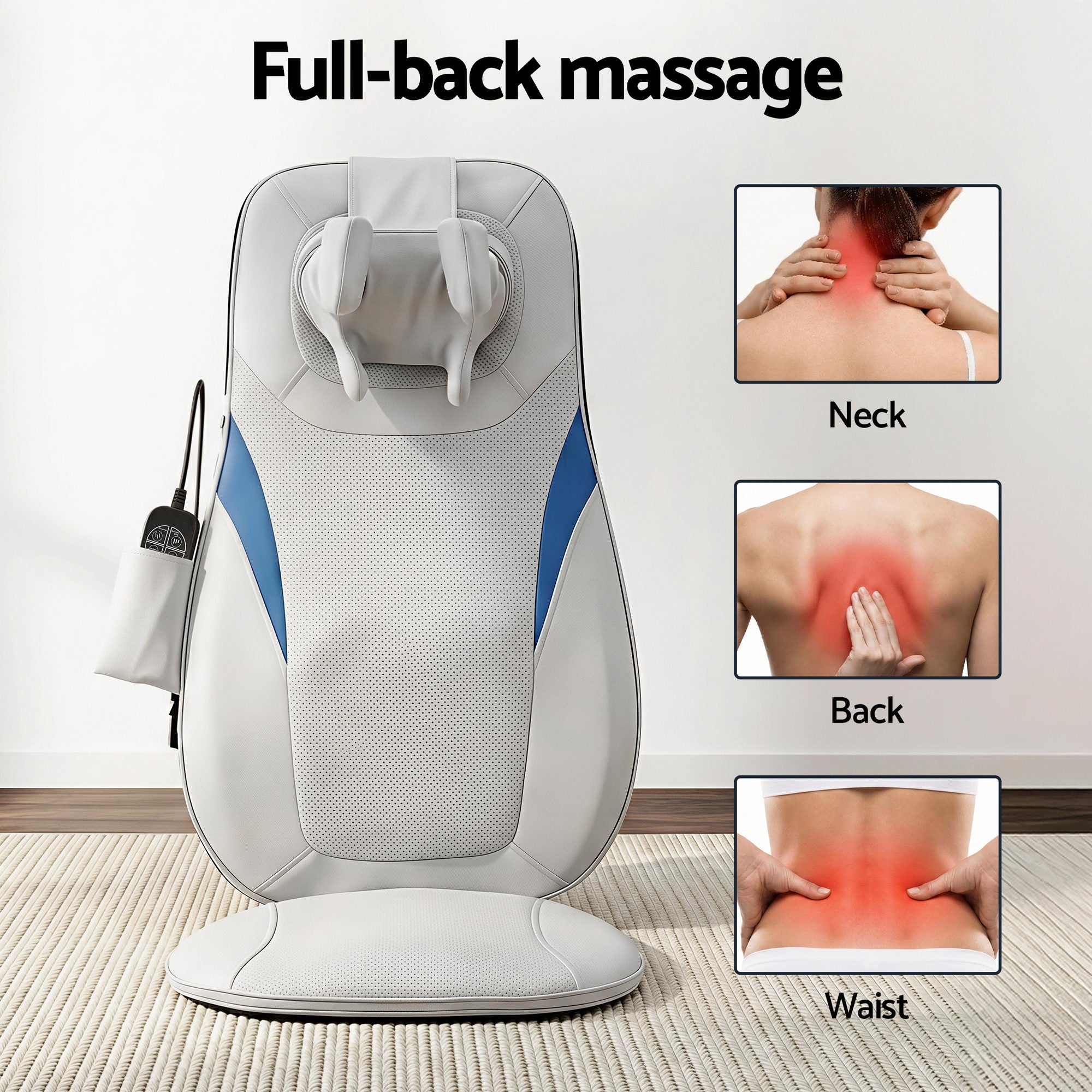 Livemor Full Back Massage Cushion 3D Kneading Heating Massage Seats-Health & Beauty > Massage & Relaxation > Massagers-PEROZ Accessories