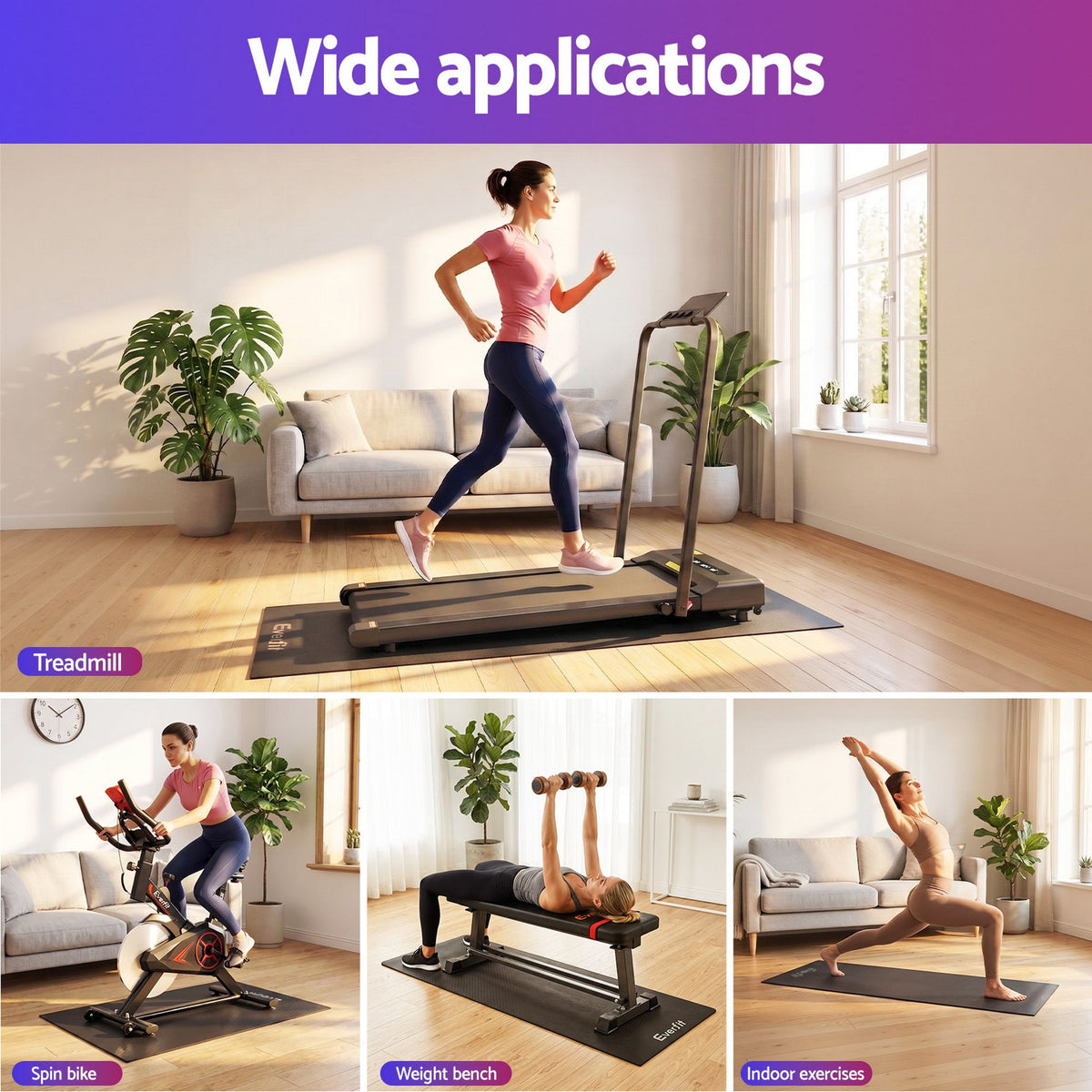 Everfit Exercise Equipment Mat Treadmill Floor Rug Home Gym Fitness Yoga 1.5M-Sports & Fitness > Exercise, Gym & Fitness > Gym Mats-PEROZ Accessories